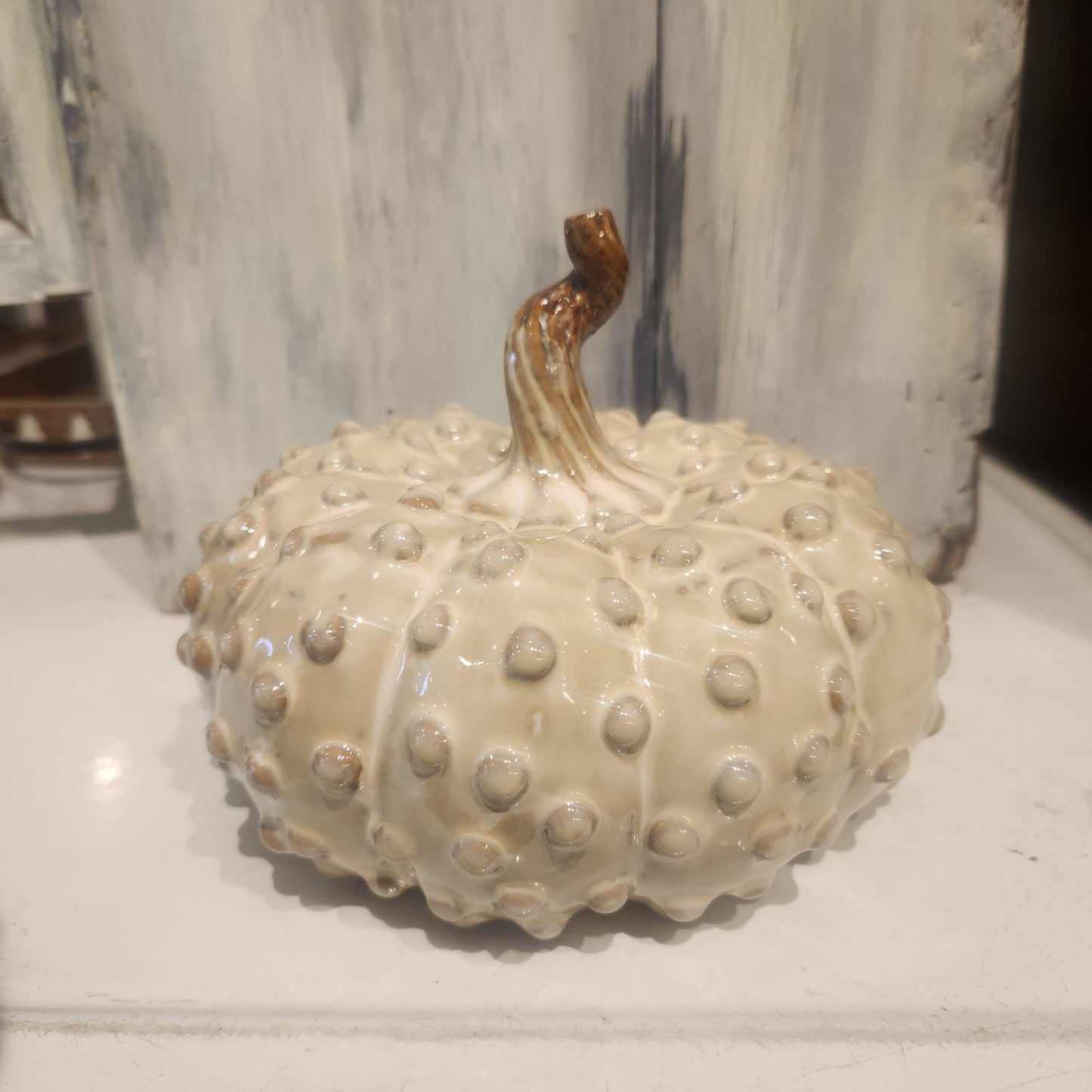 Cream Knobby Porcelain Pumpkin