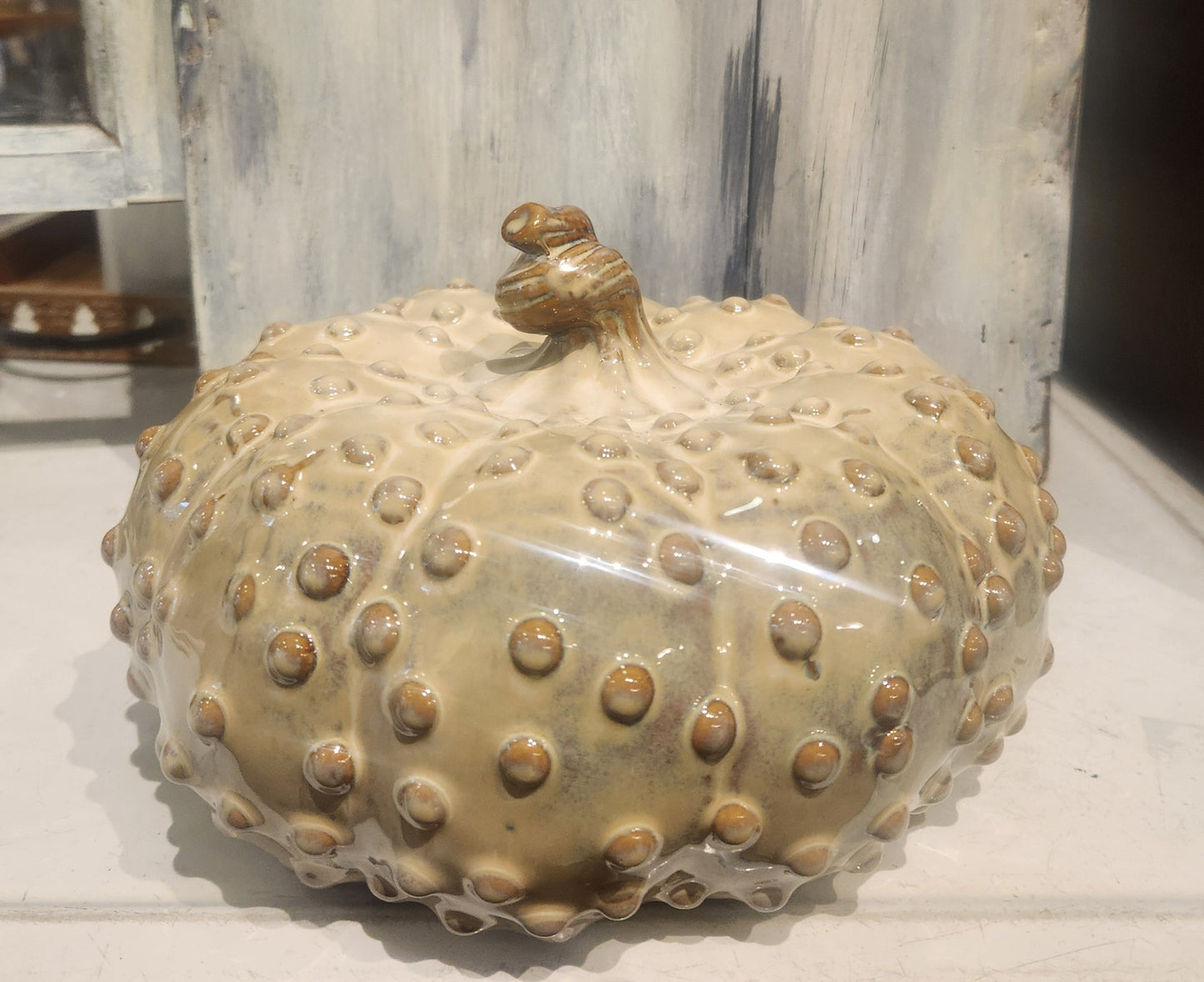 Cream Knobby Porcelain Pumpkin