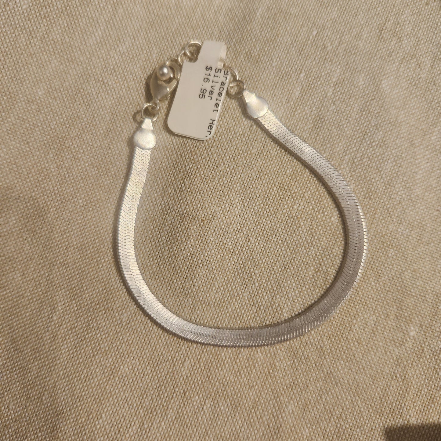 Silver Herringbone Chain Bracelet