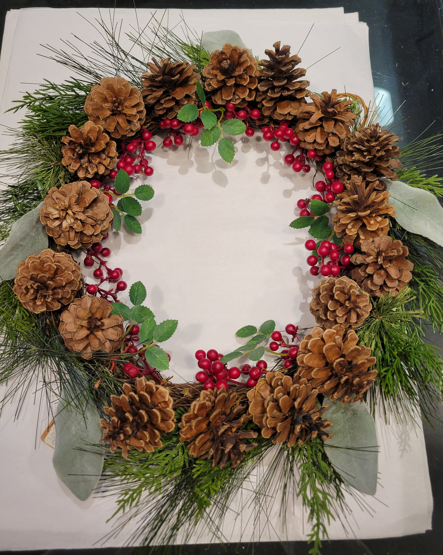 10 inch Green Pinecone Wreath