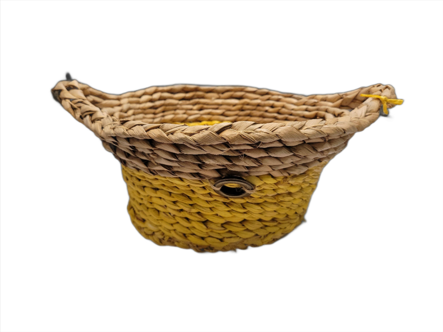 Small Yellow & Natural Woven Basket
