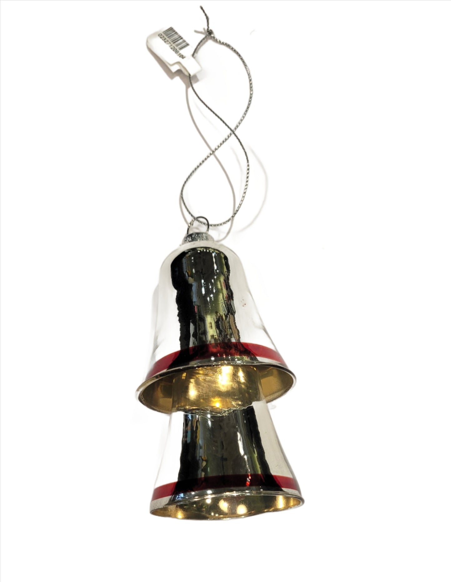 Silver & Red Bells Ornament