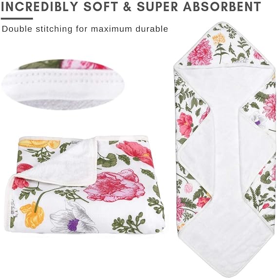 Floral Bamboo Hooded Towel