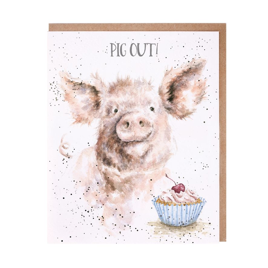 Pig Out Pig Birthday Card