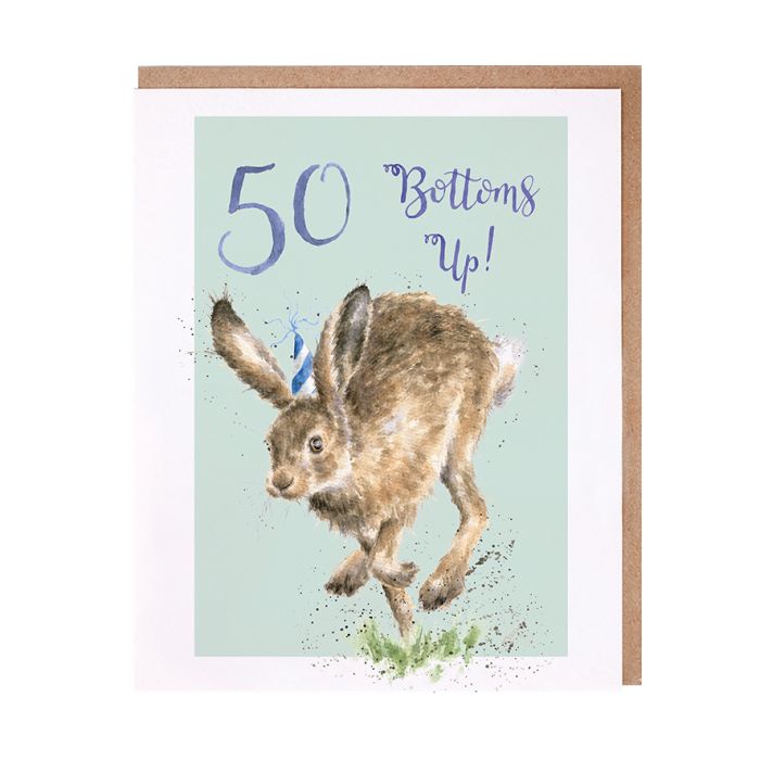 Bottoms Up 50th Hare Birthday Card