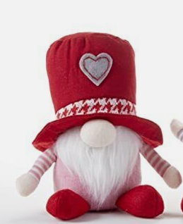 Plush Valentine Gnome with Red Hat
