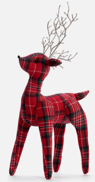 Large Red Plaid Lodge Deer