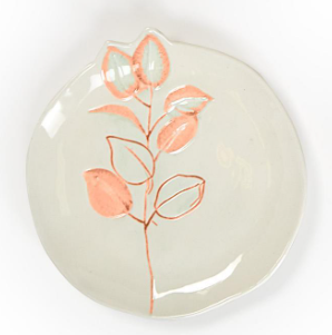Orange Floral Tidbit Plate