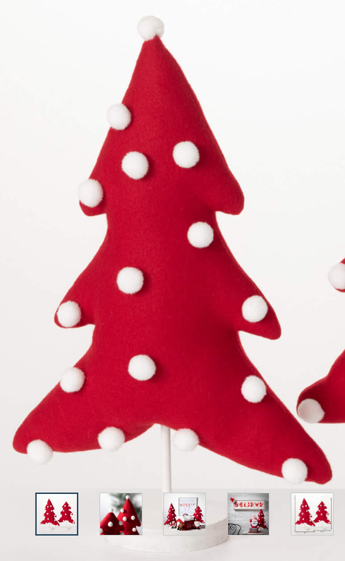 Large Red Pom Pom Plush Tree