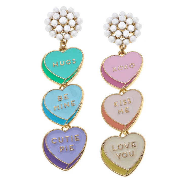 Conversation Hearts Enamel Drop Earrings