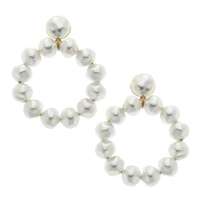 Lillian Baroque Ivory Pearl Hoop Earrings