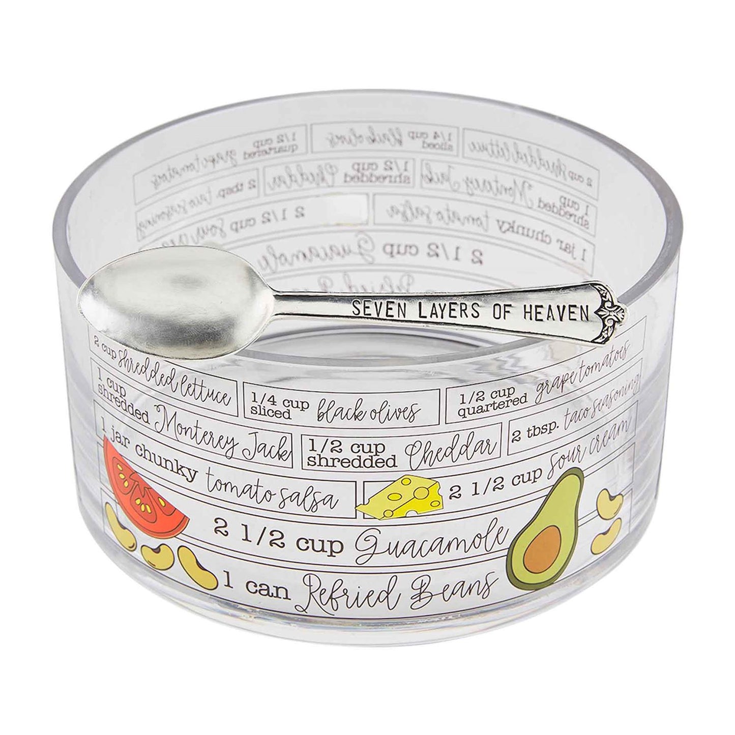 Seven Layer Recipe Dip Bowl Set