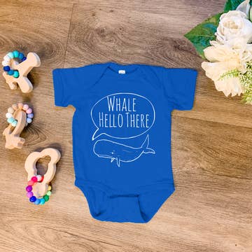 Whale Hello There Blue Onesie