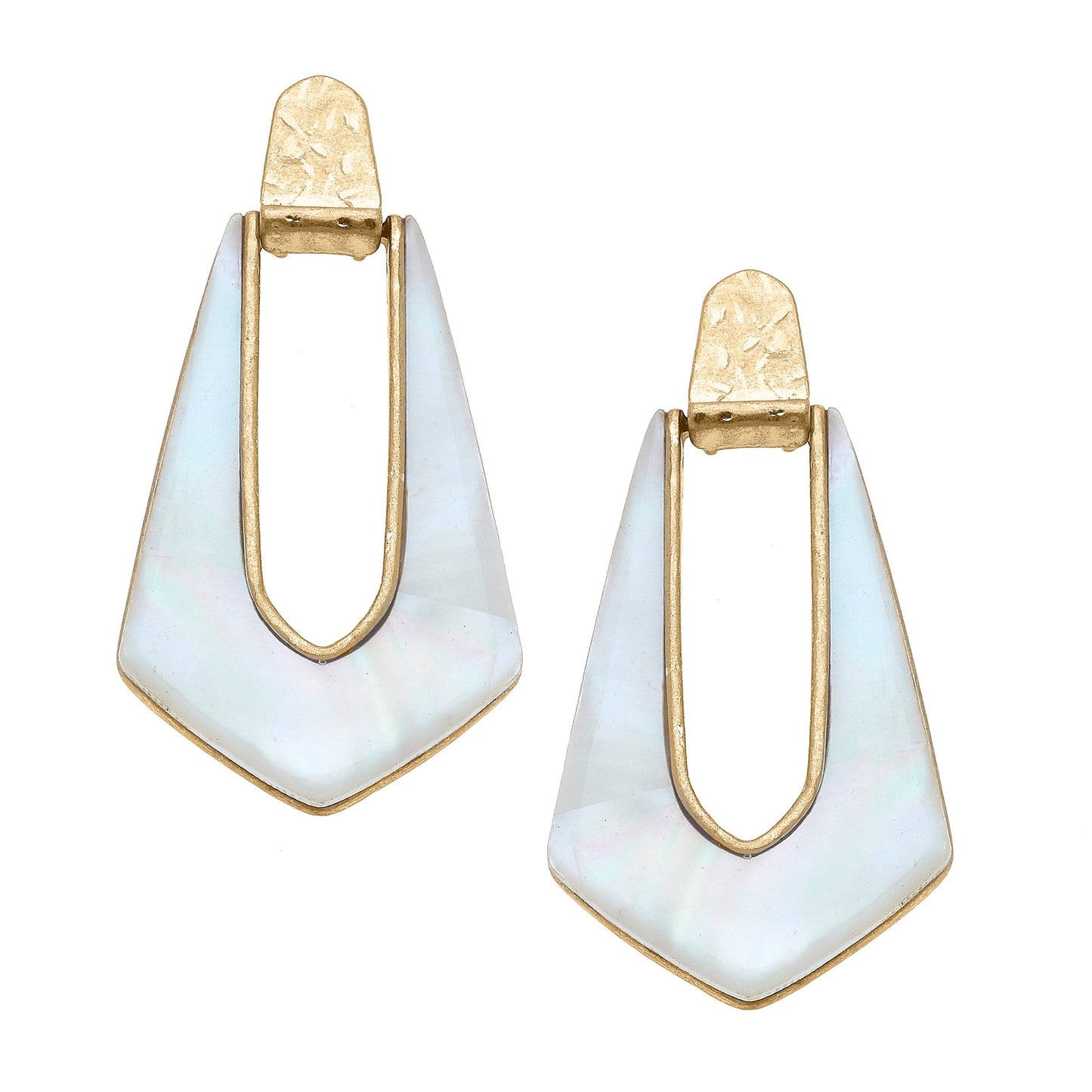 Mother of Pearl Geometric Teardrop Earrings