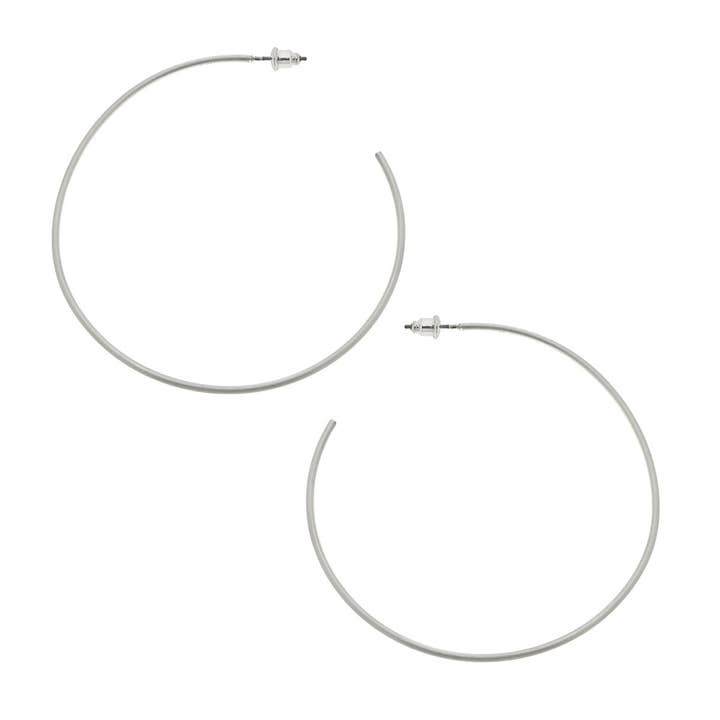Satin Silver Gwen Hoop Earrings