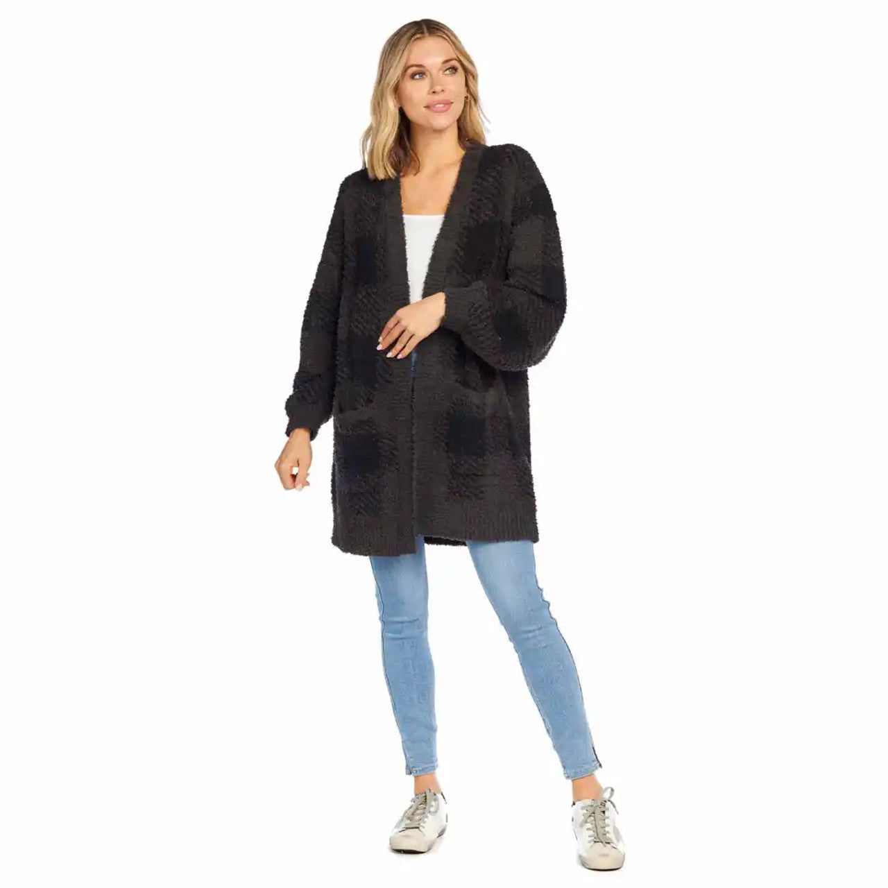 One Size Black Jovanni Chenille Cardigan