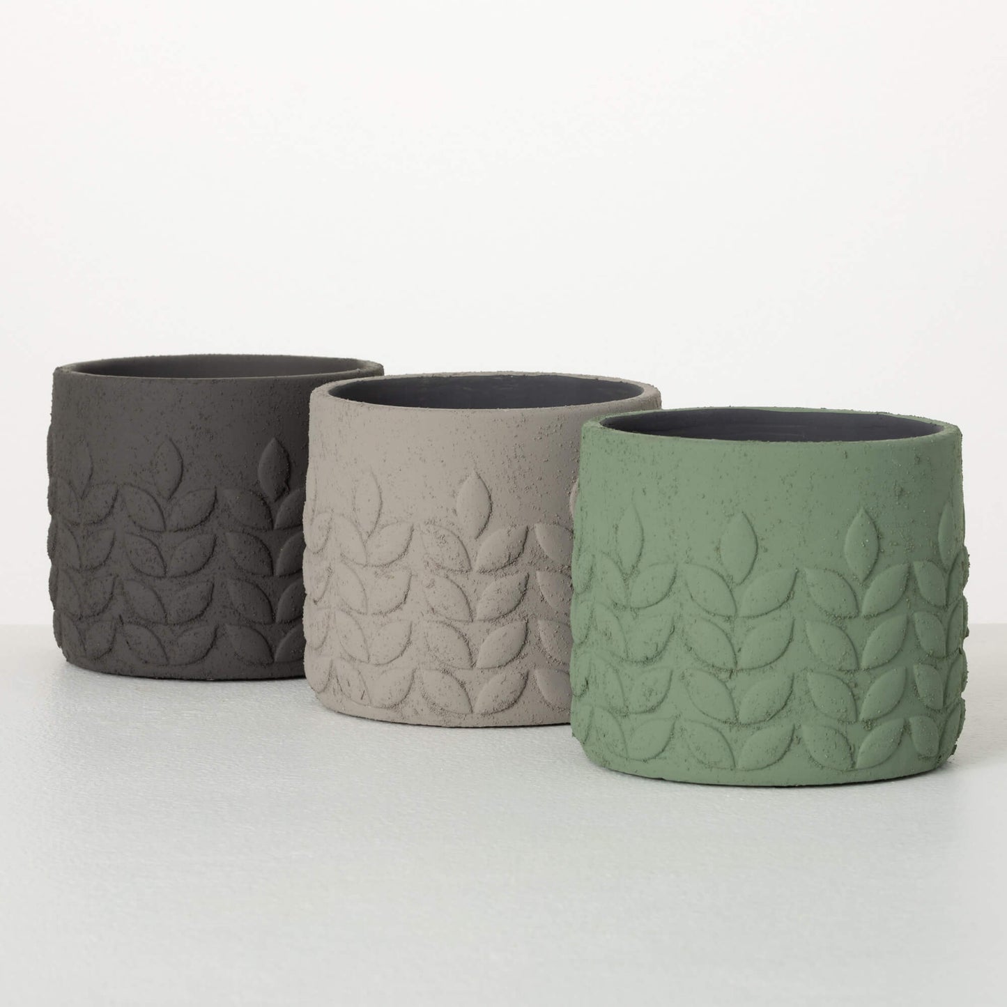 Medium Dark Gray Modern Leaf Pot