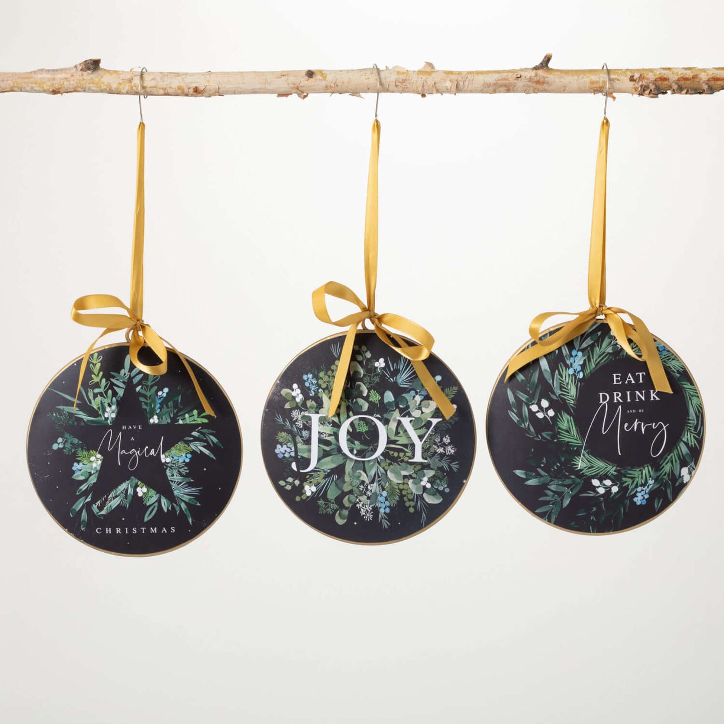 Black Botanical Disc Ornament