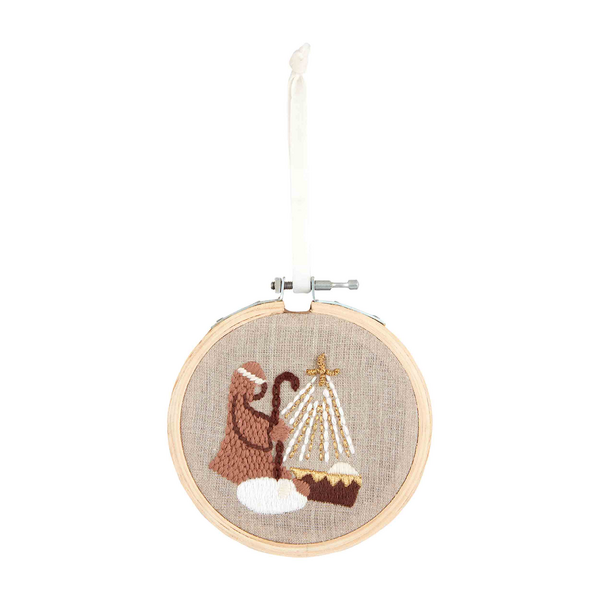 Shepherd Embroidered Hoop Ornament