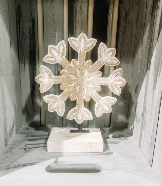 Large Standing Wood Snowflake