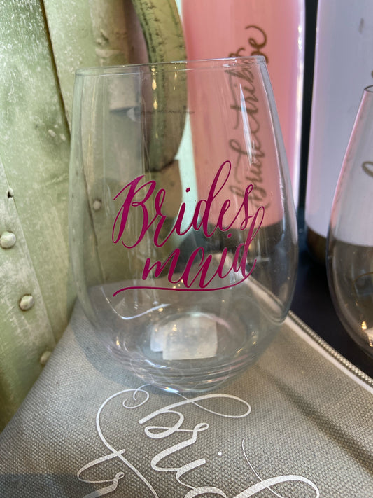 Bridesmaid Stemless Wine Glass