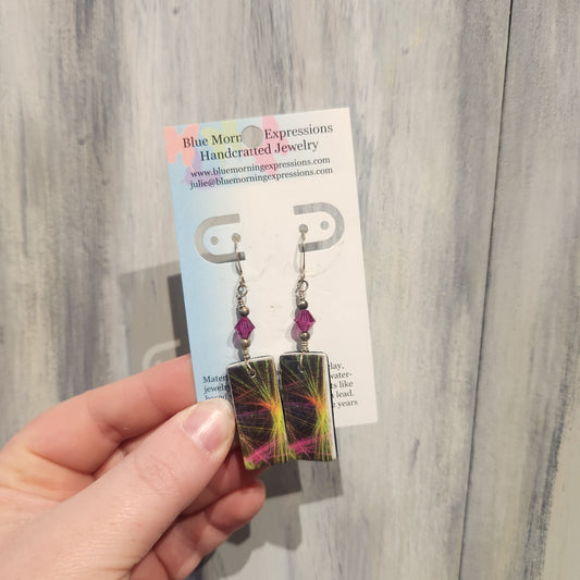 Neon Fractal Earrings