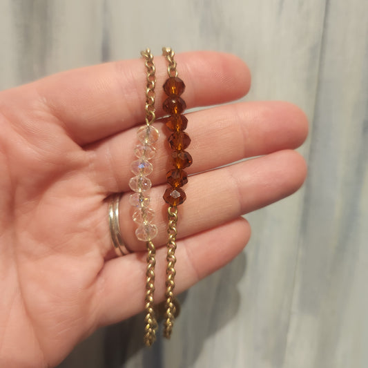 Beaded Gold Chain Link Bracelet
