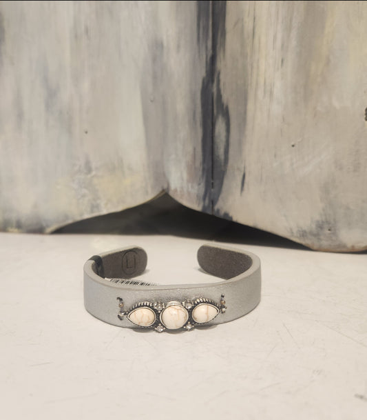 Gray & White Stone Cuff Bracelet