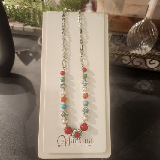 Turquois & Red Mariana Necklace