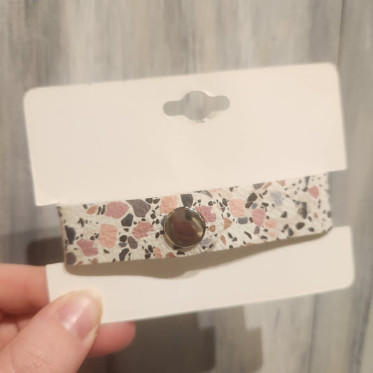 Pink Pebbles Leather Cuff Bracelet