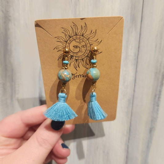 Blue Tassel Earrings