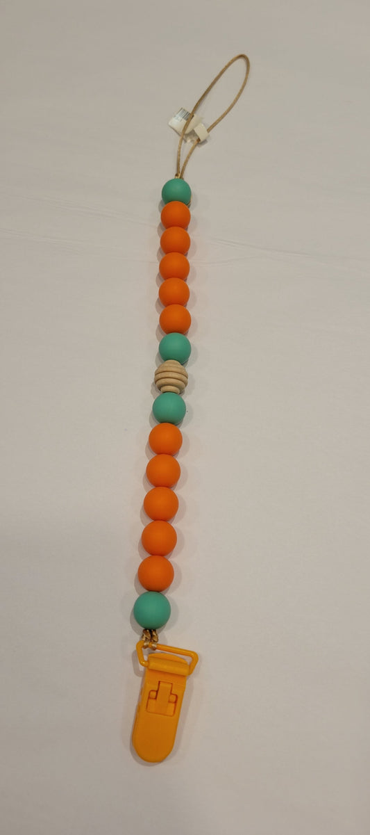 Orange & Turquoise Baby Teether Clip