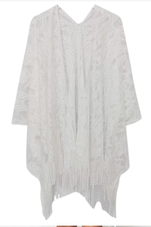 White Floral Lace Kimono