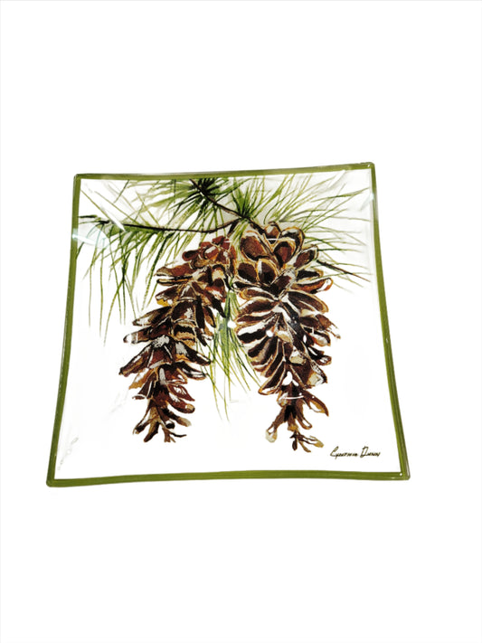 Pine Cone Glass Plate