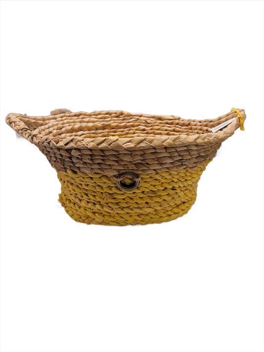 Large Yellow & Natural Woven Basket
