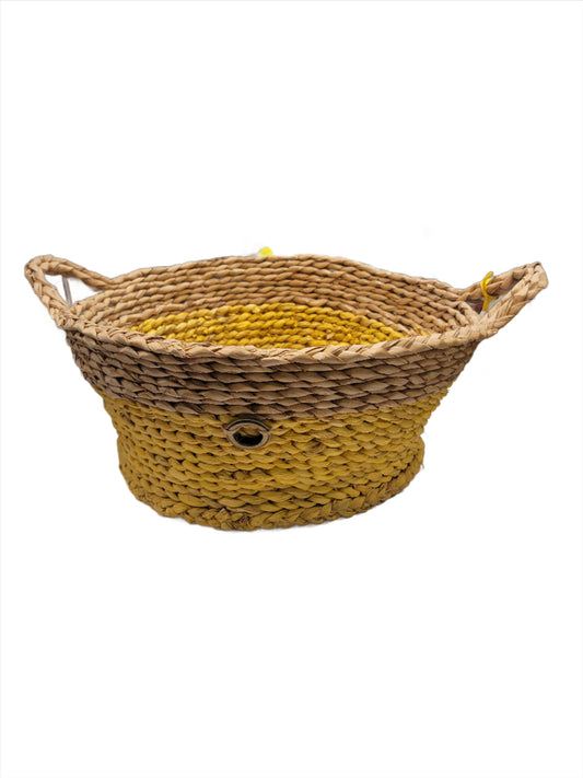 Medium Yellow & Natural Woven Basket