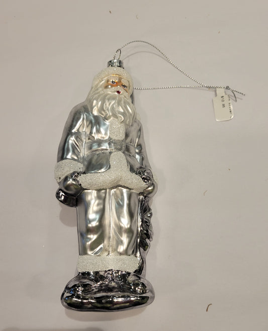 Silver Santa Ornament