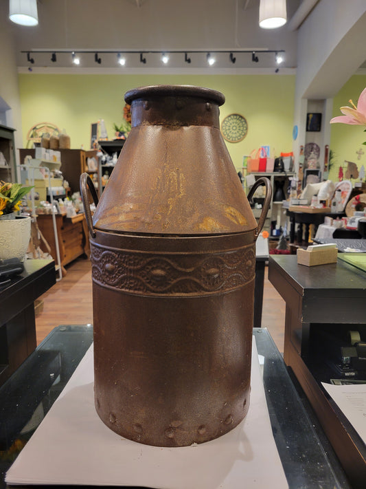 Small Brown Rustic Milk Can