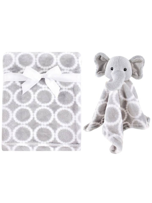 Gray Elephant Plush Blanket Set