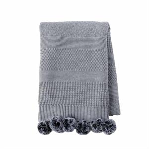 Gray Pom Blanket