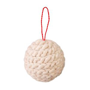 Cream Wool Ball Ornament