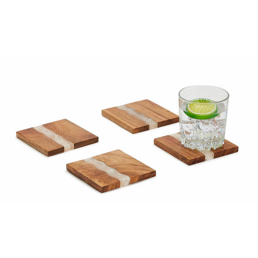 Verglass Set of 4 Coasters with Holder