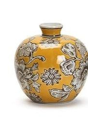 Yellow Blossoms Round Vase