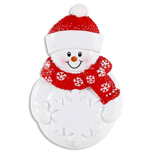 Snowman with Snowflake Personalizable Ornament