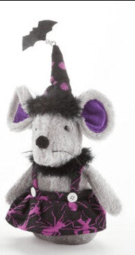 Plush Halloween Mouse with Witch Hat & Dress Shelf Sitter