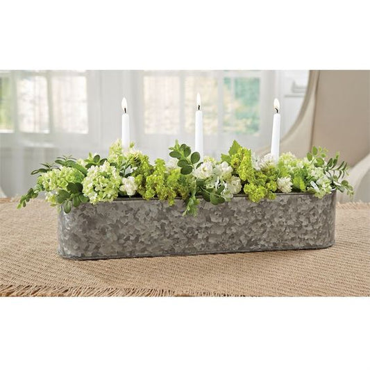 Tin Floral Candle Trough