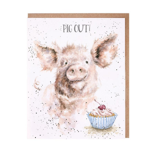 Pig Out Pig Birthday Card