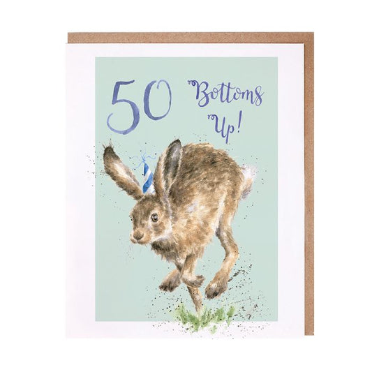 Bottoms Up 50th Hare Birthday Card
