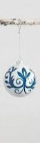 Blue & White Delft Scroll Ball Ornament