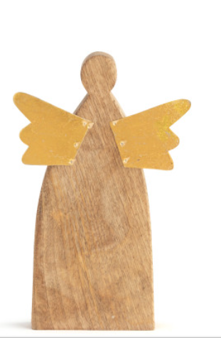 Small Wood Angel with Gold Wings